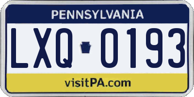 PA license plate LXQ0193