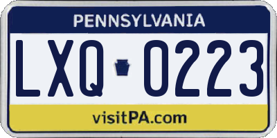 PA license plate LXQ0223