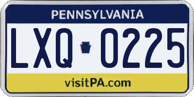 PA license plate LXQ0225