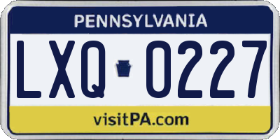 PA license plate LXQ0227