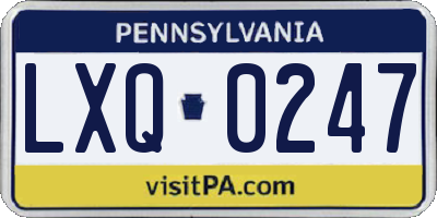 PA license plate LXQ0247