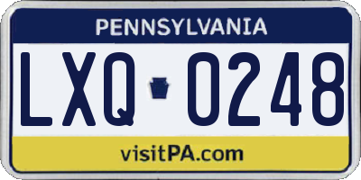 PA license plate LXQ0248