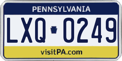 PA license plate LXQ0249