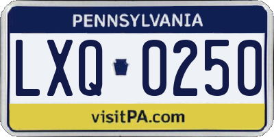 PA license plate LXQ0250