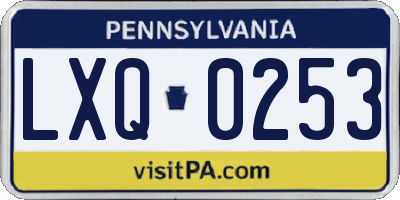 PA license plate LXQ0253