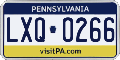 PA license plate LXQ0266