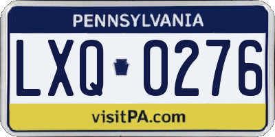 PA license plate LXQ0276