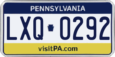 PA license plate LXQ0292