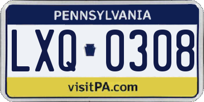 PA license plate LXQ0308