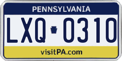PA license plate LXQ0310