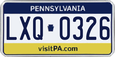 PA license plate LXQ0326