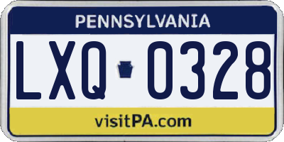 PA license plate LXQ0328