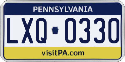 PA license plate LXQ0330