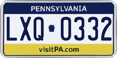 PA license plate LXQ0332