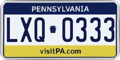 PA license plate LXQ0333