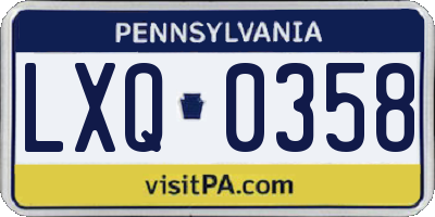 PA license plate LXQ0358