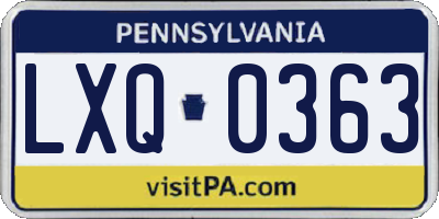 PA license plate LXQ0363