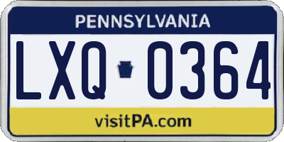 PA license plate LXQ0364
