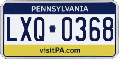 PA license plate LXQ0368