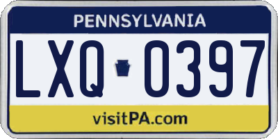 PA license plate LXQ0397