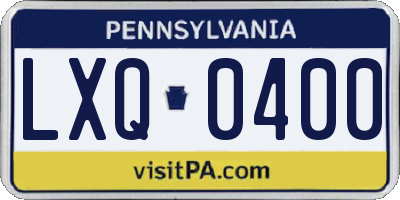 PA license plate LXQ0400