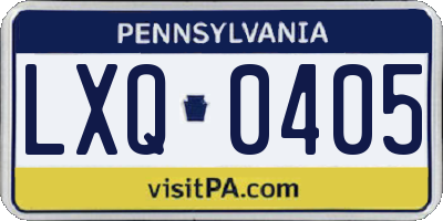 PA license plate LXQ0405