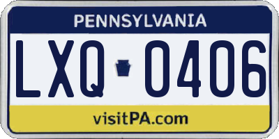 PA license plate LXQ0406
