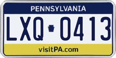 PA license plate LXQ0413