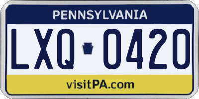 PA license plate LXQ0420