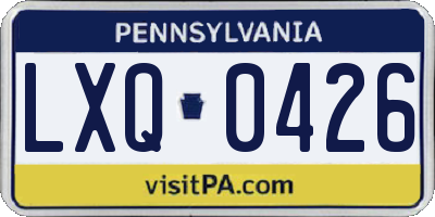 PA license plate LXQ0426