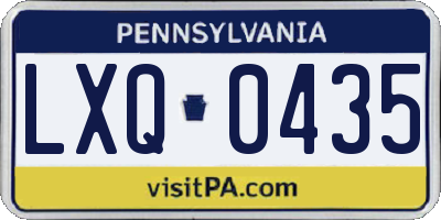 PA license plate LXQ0435
