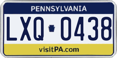 PA license plate LXQ0438