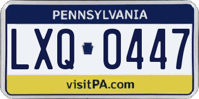 PA license plate LXQ0447