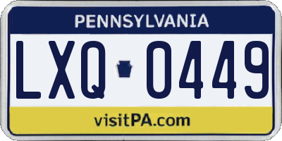 PA license plate LXQ0449