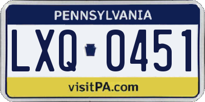 PA license plate LXQ0451