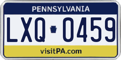 PA license plate LXQ0459