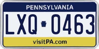 PA license plate LXQ0463