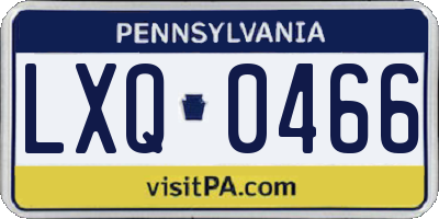 PA license plate LXQ0466