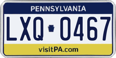 PA license plate LXQ0467