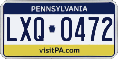 PA license plate LXQ0472