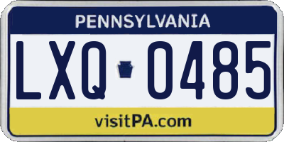 PA license plate LXQ0485
