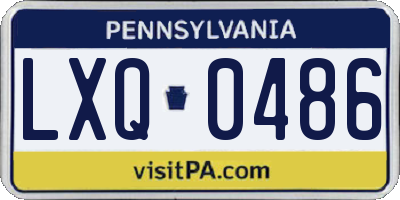 PA license plate LXQ0486