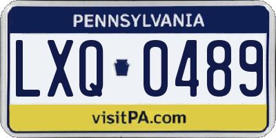 PA license plate LXQ0489