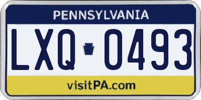 PA license plate LXQ0493