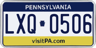 PA license plate LXQ0506