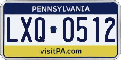 PA license plate LXQ0512