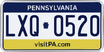 PA license plate LXQ0520