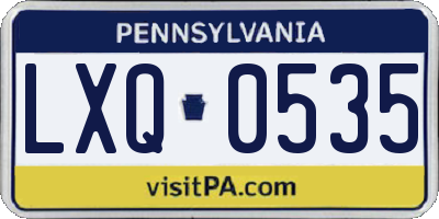 PA license plate LXQ0535