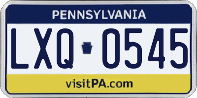 PA license plate LXQ0545