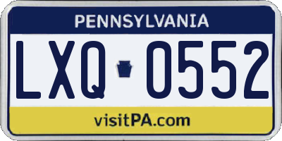PA license plate LXQ0552